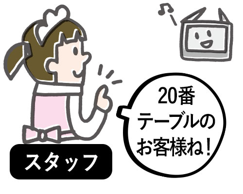 スタッフ「20番テーブルのお客様ね」